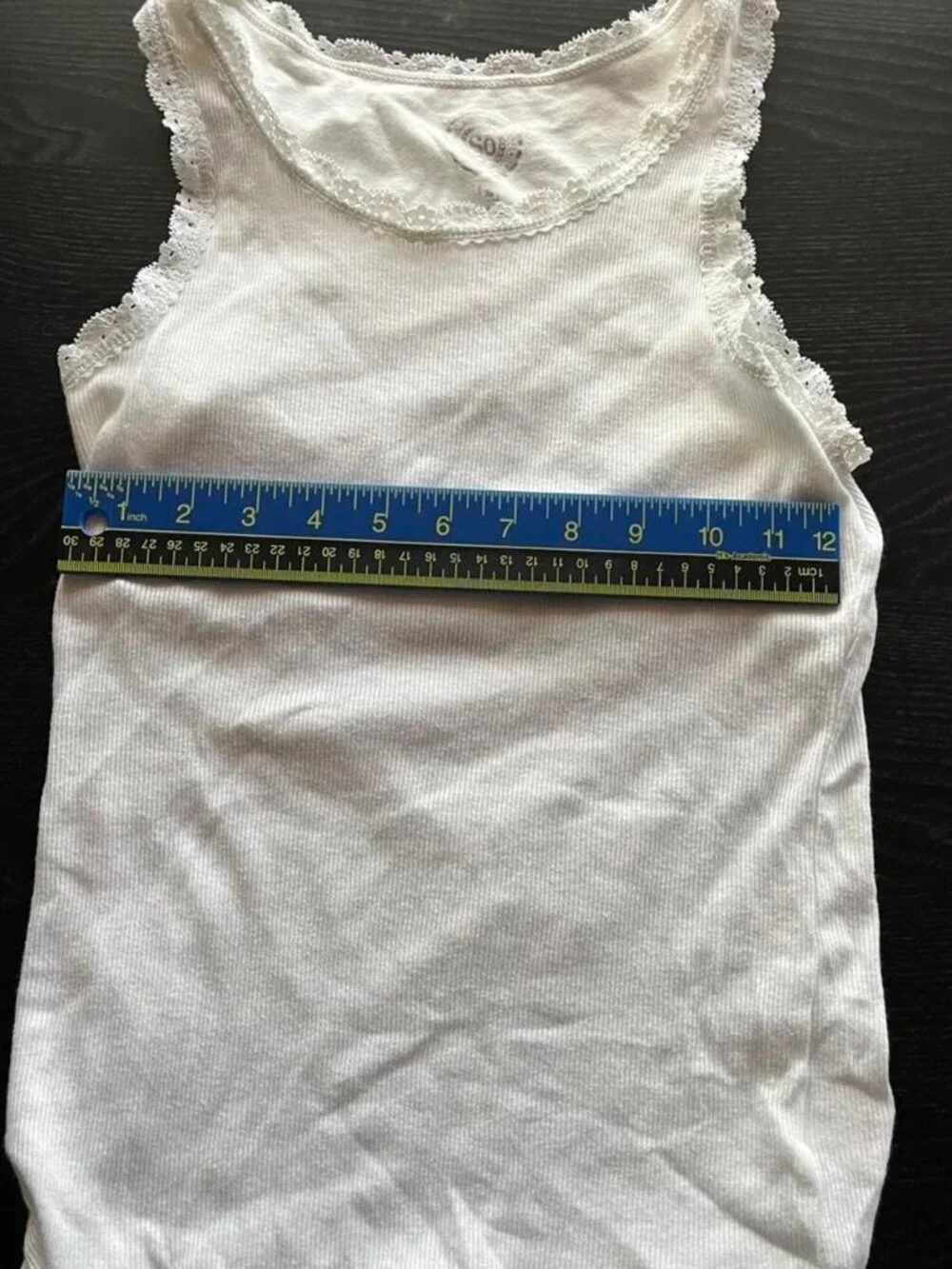 SO White Lace Trim Ribbed Shelf Bra Camisole